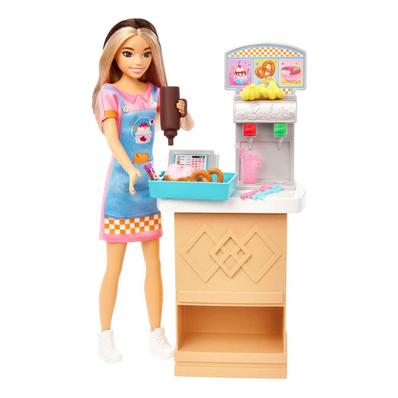 Muñeca Barbie Skipper Netflix Primer Trabajo Barra De Snacks