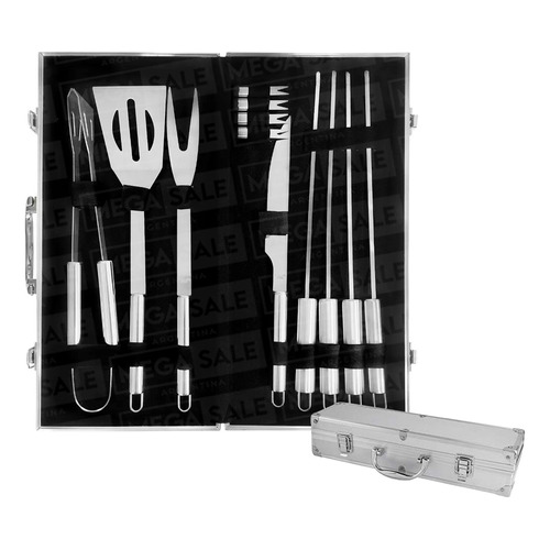 Kit Asador Set De Parrilla 13piezas Acero Inoxidable Estuche