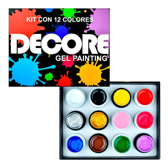 Kit Decore Gel Painting Para Uñas 12 Colores Manicure