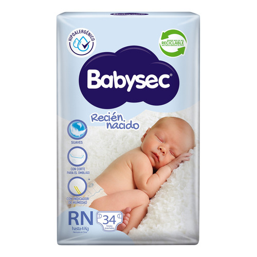 Pañales Babysec Recién Nacido sin géneroPañales Babysec Recién Nacido sin género x 34 unidades