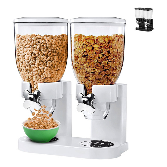 Dispensador de cereal cespachador doble Alimentos y semillas color blanco Raganet HG047