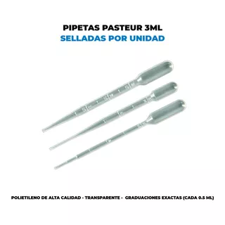 Pipeta Pasteur 3ml Esteril Pack X 500 U Selladas X Unidad 