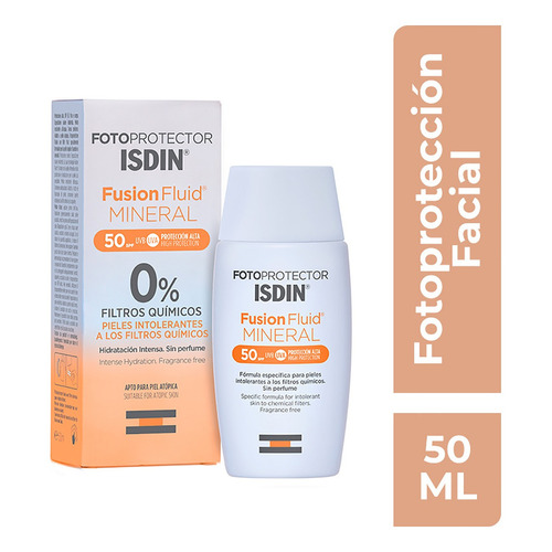 Fotoprotector Isdin Fusion Fluido Spf 50+ Mineral Protector Solar Piel Sensible