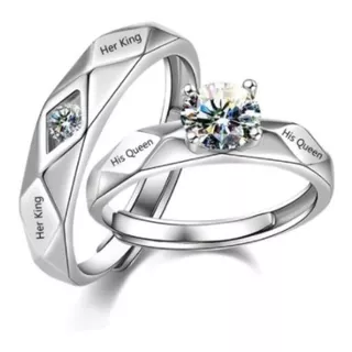 Anillos Pareja Novio-novia Argollas Ajustables King Queen