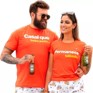 Kit Camisas Blusa Casal Que Bebe Junto Namorados Bêbado