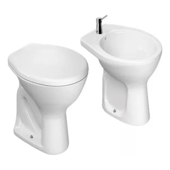 Juego De Baño Inodoro Corto Sin Mochila Y Bidet Pf Color Blanco