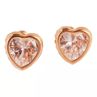 Amor Eterno - Broquel Corazón Bisel #6 / Aretes Oro 10k