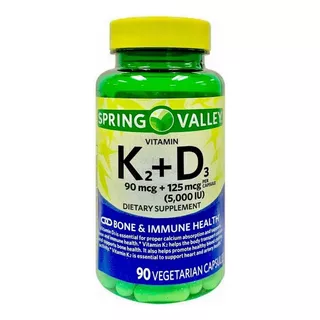 Vitamina K2 + D3 (90 Cápsulas Veganas) Spring Valley Sabor Sin Sabor