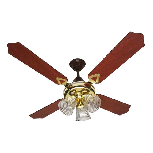 Ventilador ventilador de techo Auvent Oro con Luz V3041 dorado con 4 palas de  madera, 120 cm de diámetro 50 Hz 220 V