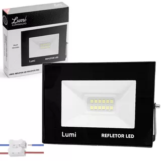 Refletor Led Holofote 30w 6500k Bivolt Ip66 Prova D'agua Cor Da Carcaça Preto Cor Da Luz Branco-frio 110v/220v