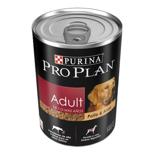 Alimento Pro Plan OptiHealth Pro Plan para perro adulto todos los tamaños sabor pollo y arroz en lata de 368.5g