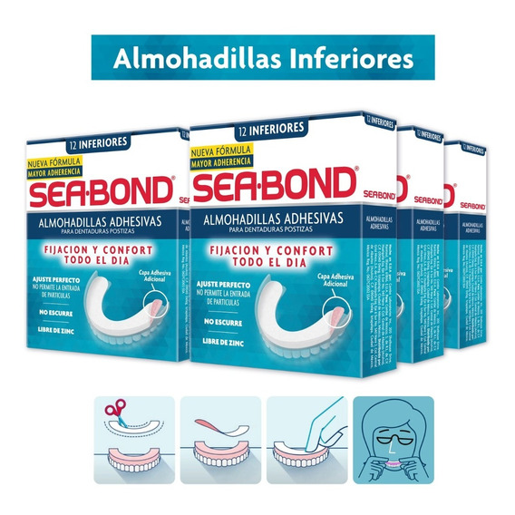 Sea Bond Almohadillas Adhesivas Inferiores 12 Pz 6-pack 