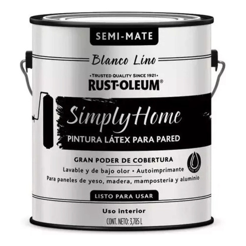  Rust-Oleum  Simply Home Latex Color látex Interior para pared semi mate 3.78L color blanco lino