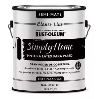  Rust-oleum  Simply Home Latex Color Látex Interior Para Pared Semi Mate 3.78l Color Blanco Lino