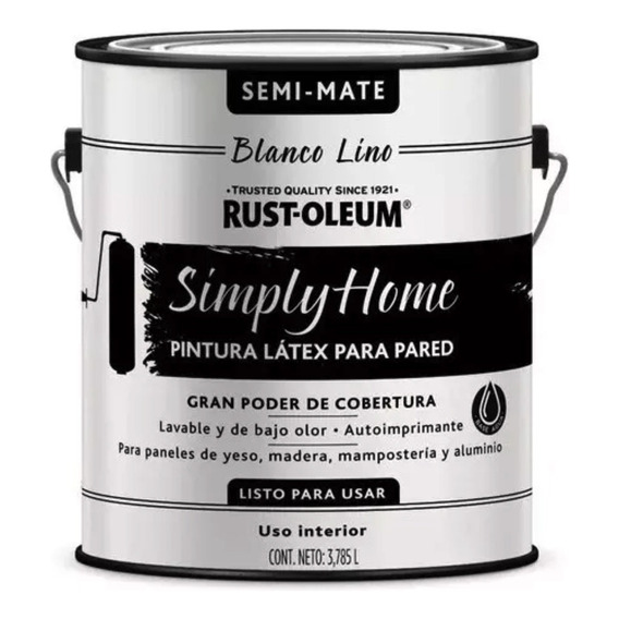  Rust-Oleum  Simply Home Latex Color látex Interior para pared semi mate 3.78L color blanco lino