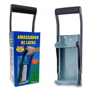 Amassador De Latinhas Lata Com Abridor De Garrafas 350ml Cor Cinza Com Preto