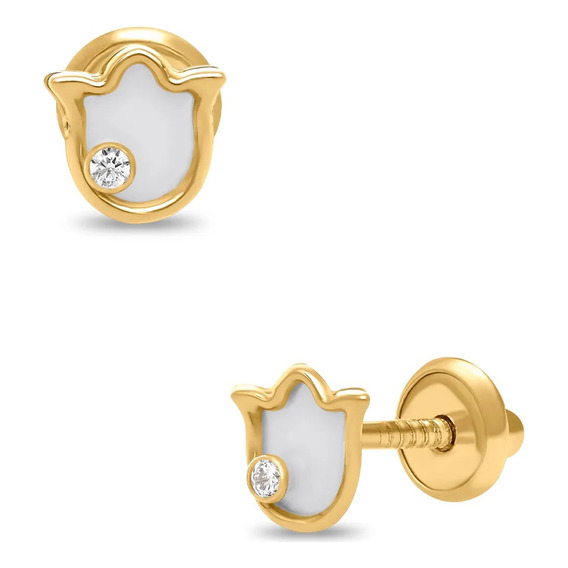 Broqueles Tulipán Oro Amarillo 14k Nácar