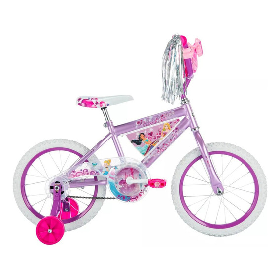 Bicicleta de paseo Huffy Disney Princesas R16 1v freno contrapedal color rosa con ruedas de entrenamiento