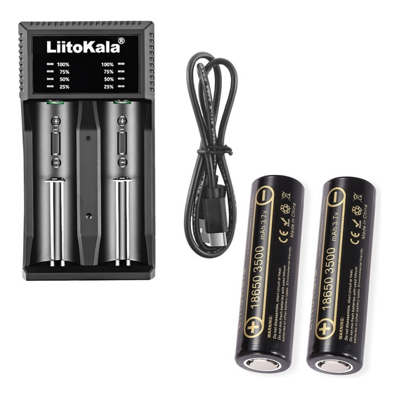 Cargador Baterías Liitokala Lii-c2 + 2 Pilas 18650 3500 Flat