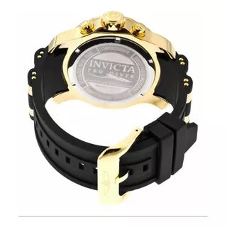 Relógio De Pulso Invicta Pro Diver 6981 Com Corpo Preto E Ouro,  Analógico, Para Masculino, Fundo  Preto, Com Correia De Aço Inoxidável/silicone Cor Ouro E Preto, Agulhas Cor Ouro E Branco E Vermelho,