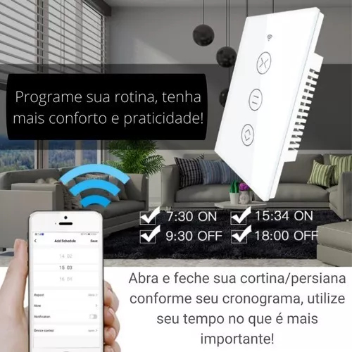 Interruptor Tactil Cortina Wifi+rf Tuya Smart.