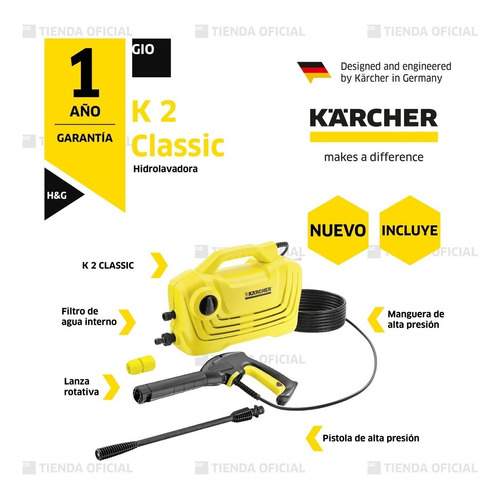 Hidrolavadora Kärcher K2 Classic Mx 1600psi De Presión 127v Color Amarillo