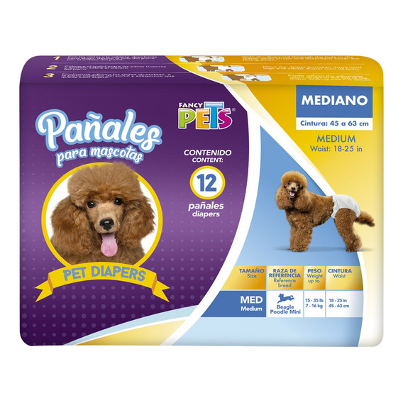 Fancy Pets Pañales Para Perro Tamaño Mediano 12 Pzas