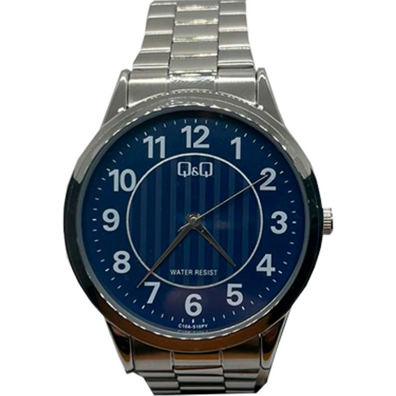 Reloj Q&q Hombre C10a-510py Pulsera Color de la correa Plateado Color del fondo Azul C10A-510PY