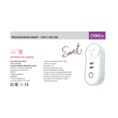 Adaptador Enchufe Prolongador Usb Doble 2.4a Smart Tbcin