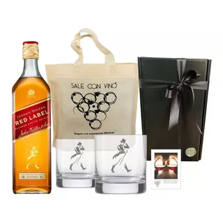 Box Regalo Whisky Johnnie Walker Red Label +2 Vasos Con Logo