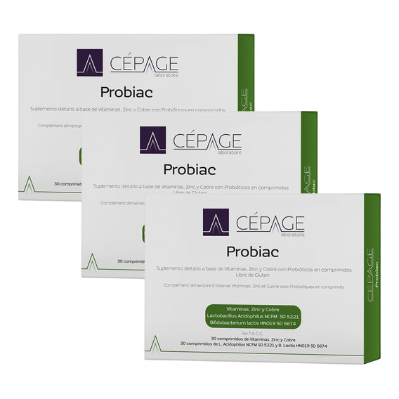 Combo X3 Cepage Probiac Vitaminas Probióticos 60 Comprimidos