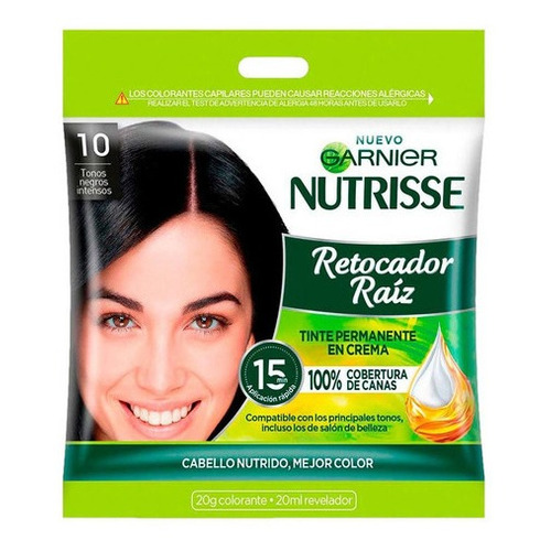 Kit Tinta Garnier  Nutrisse Tintura Retocador Raiz Garnier Tono 50 Castaños Claros tono 10 negros intensos para cabello