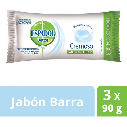 Espadol Jabón De Tocador Cremoso 90gr X 3u