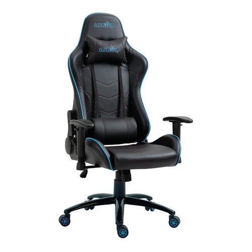 Silla Gamer Level Up Reclinable Gaming Pc Ps Youtuber Color Ares Celeste Material Del Tapizado Cuero Sintético
