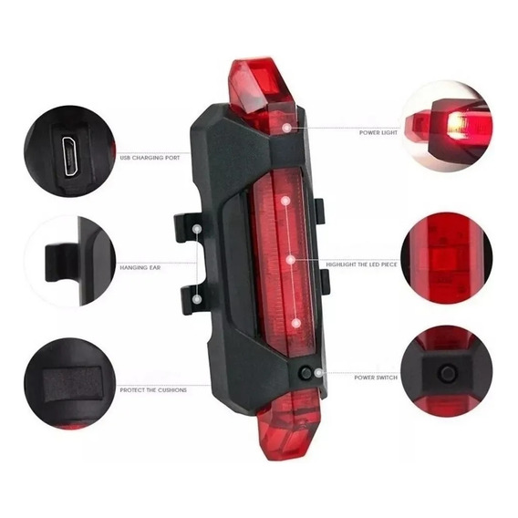 Luz Led Trasera De Bicicleta O Casco Recargable Usb