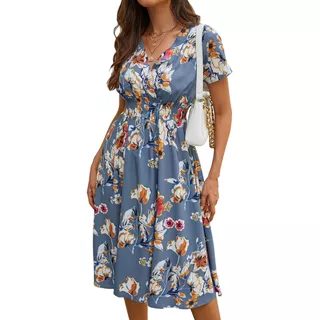 Vestido Larga Mujer Floral Moda Casual Fiesta Elegante