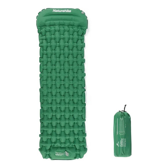 Colchon Inflable Inflador Incorporado Naturehike Color Verde