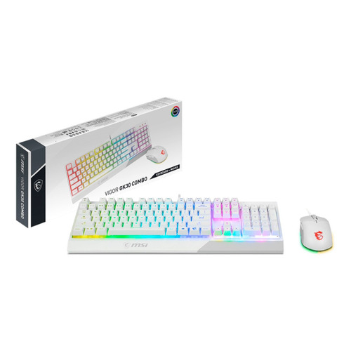 Kit de teclado y mouse gamer MSI Vigor GK30 Inglés US de color blanco