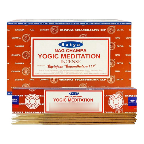 Sahumerios Satya Nag Champa - 12 Unidades Fragancia Yogic Meditation
