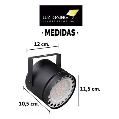 Spot Cabezal Cilindro Negro Ar111 Apto Led Obra Riel 