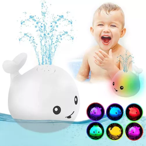 Ballena Para Bañera De Bebes Con Rociador Agua Y Luces Led