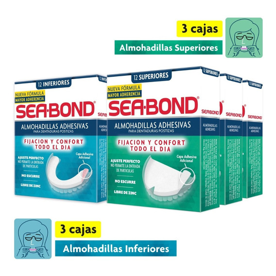 Sea Bond Almohadillas Adhesivas 12# Sup 3-pack + Inf 3-pack 