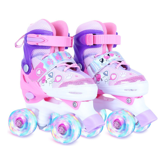 Patines De 4 Ruedas Ajustable Niño Niña Con Kit Protecciones