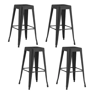 Pack 4 Pisos De Bar Metal Tolix Color 56942 - Negro