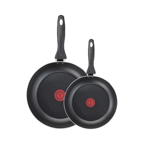 Set De 2 Sartenes Easy Cook Tefal 24 Cm Y 30 Cm Aluminio Color Negro