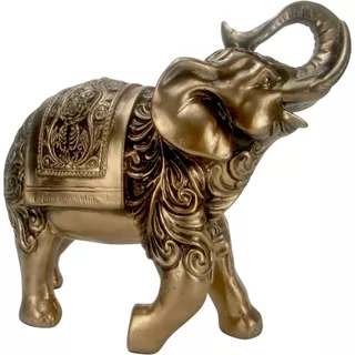 Elefante Indiano 23 Cm - Ouro, Preto Ou Betume - Estatueta 