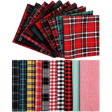 20 Piezas De Tela A Cuadros Cuadrados, Tela De Tartan De Buf