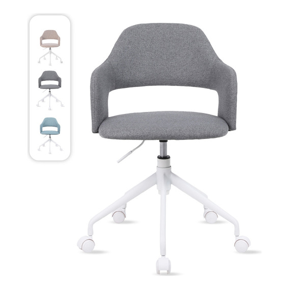 Silla Vega Oficina Giratoria Ergonómica Anti Ruido Color Gris, Minimalista Elegante con Altura Ajustable