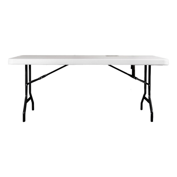 Mesa Verona 1.80 Duna En Plástico Patas De Acero Portafolio Color Blanco