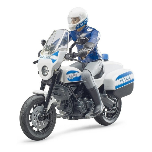 Bworld Scramblert Duccati Police Motobike And Policeman Color Blanco/azul